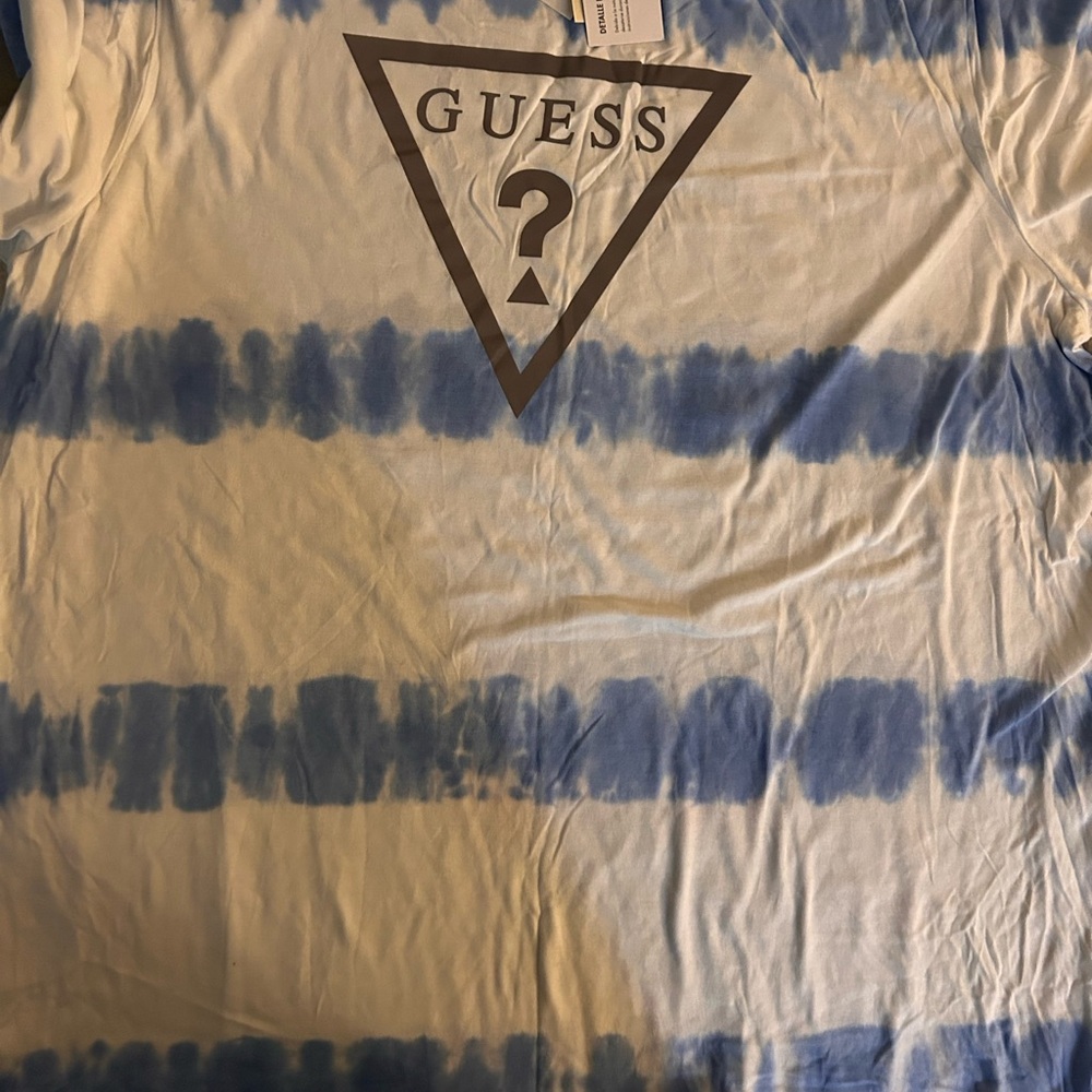 Guess Blue and White Striped Tee